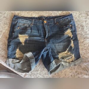 Fashion Nova Distressed Blue Jean Shorts